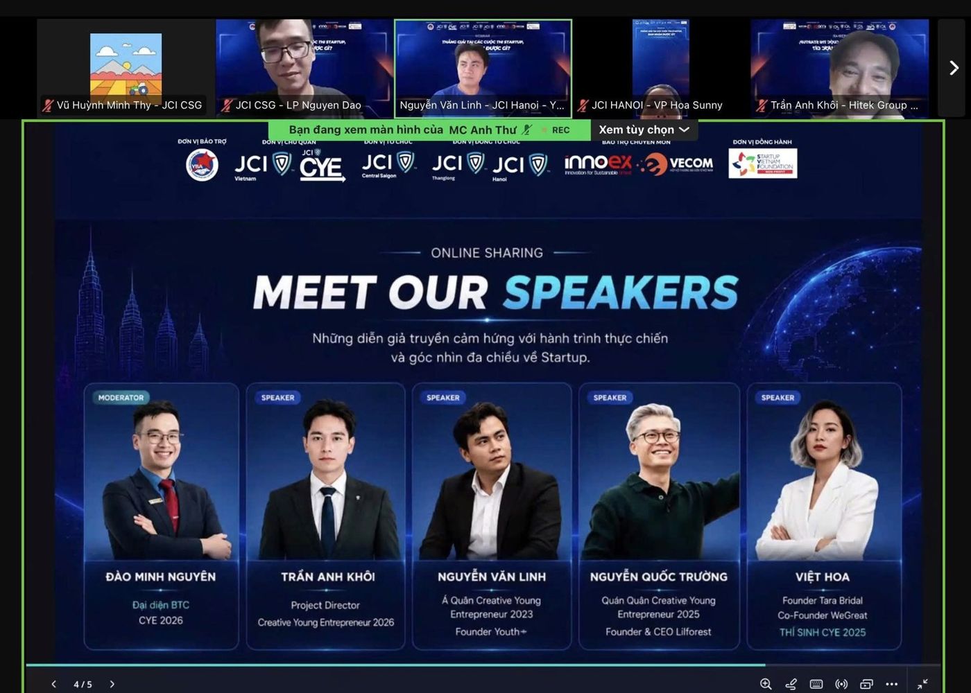 Người điều phối và diễn giả webinar CYE 2026 Thắng giải startup, bạn nhận được gì