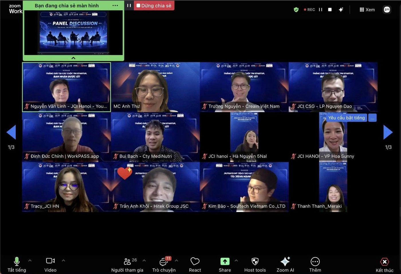 Phần thảo luận của webinar CYE 2026 trên Zoom